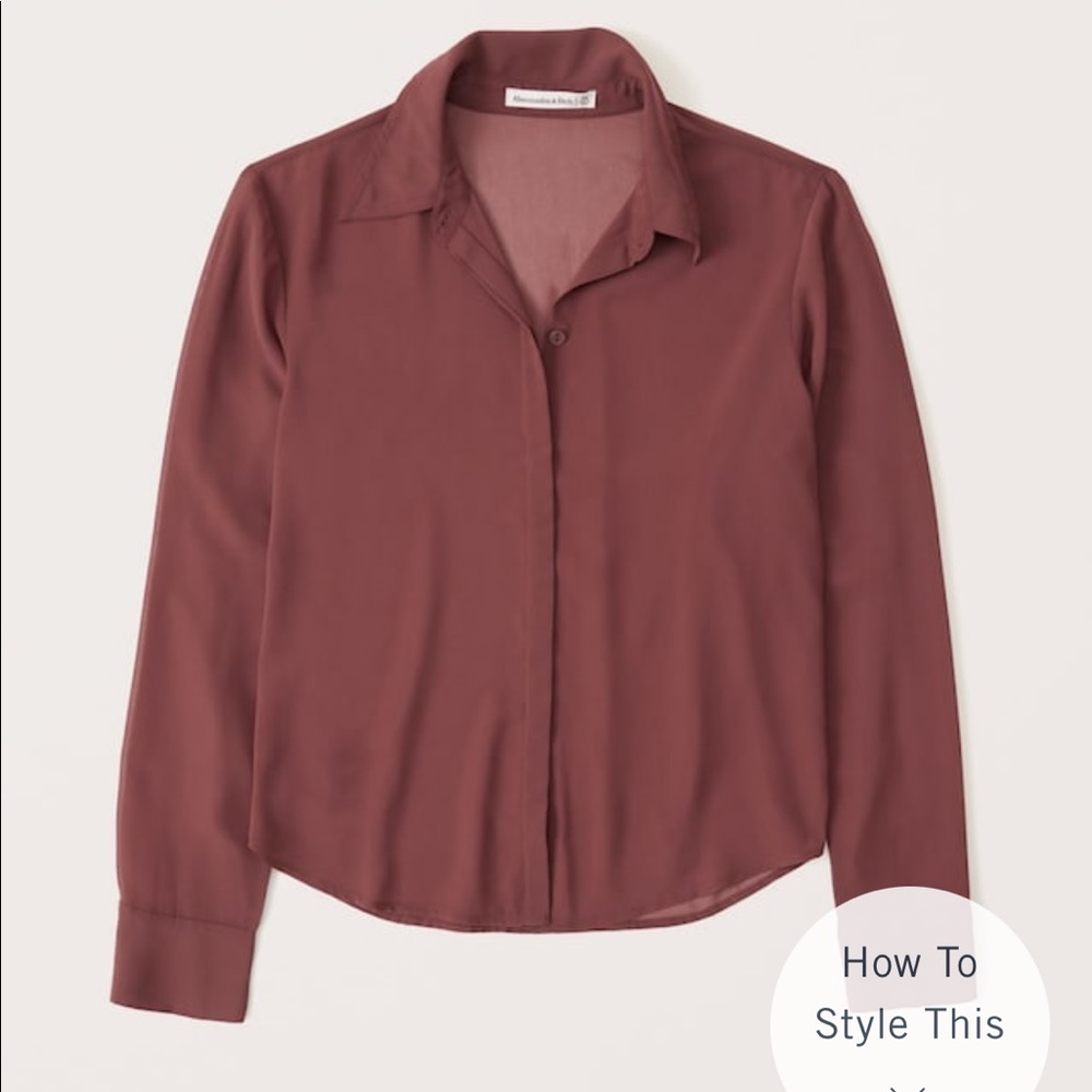 Abercrombie Long-Sleeve Sheer Button-Up Shirt